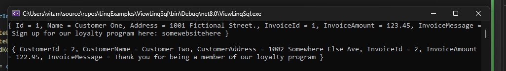 Output of Program Showing Results of Join