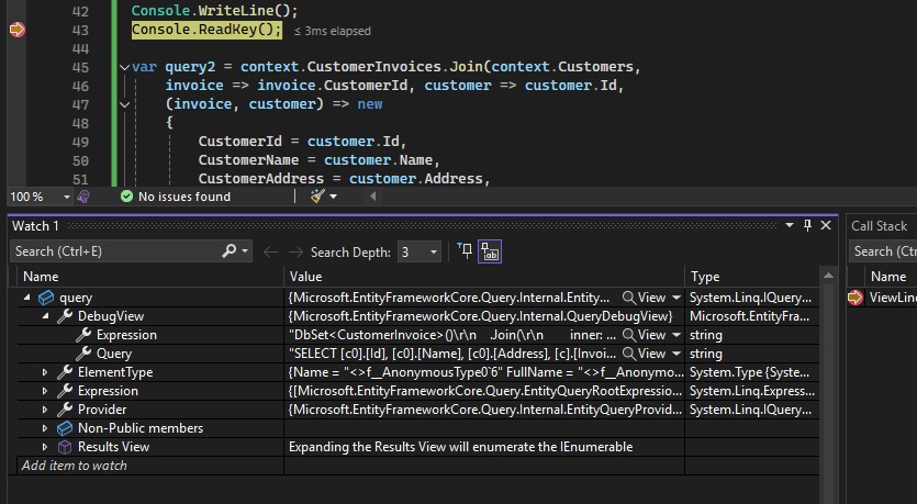 The Variable Information in the Watch Panel