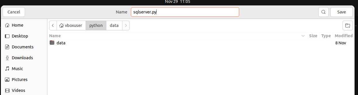 Create File Dialog With sqlserver.py As The File name