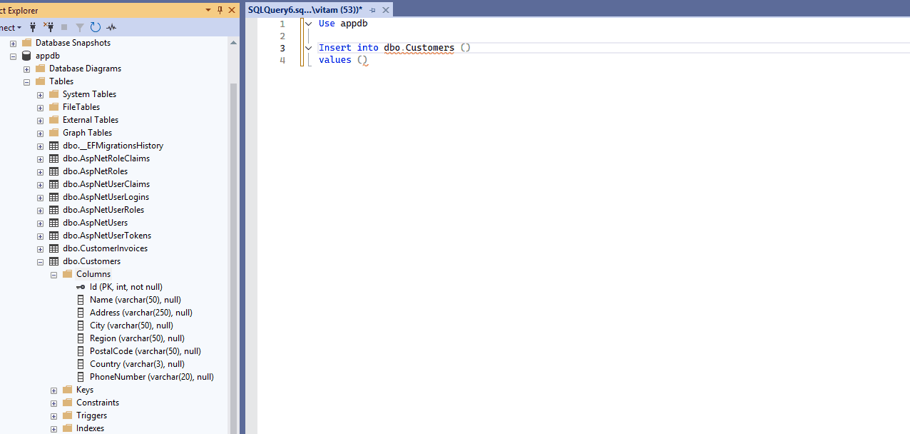 Drag columns heading to editor