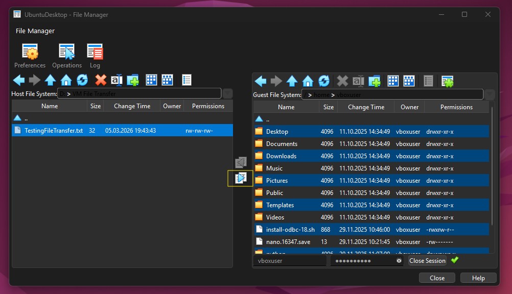 Button to Transfer Files from Host to Guest
