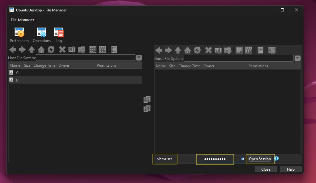 File Manager Open Session