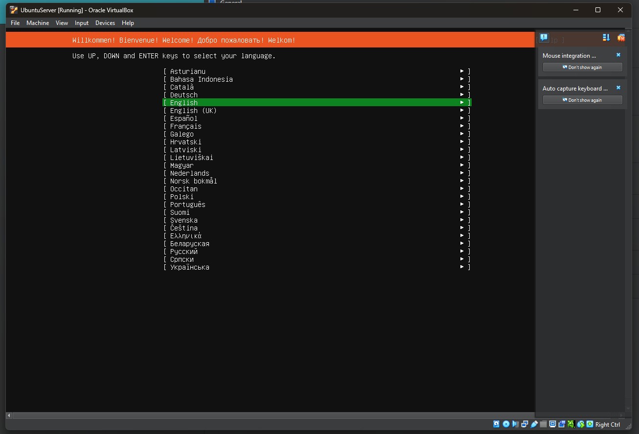 Language Selection Menu