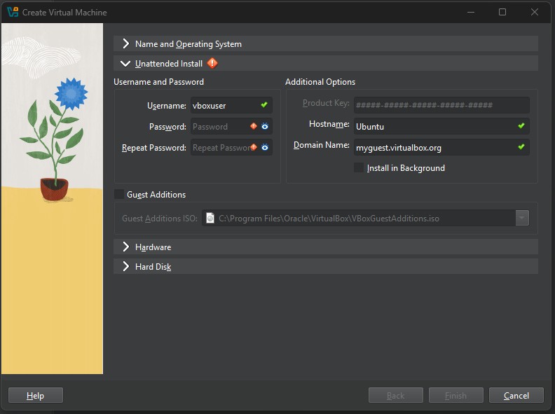 Unattended Install Panel